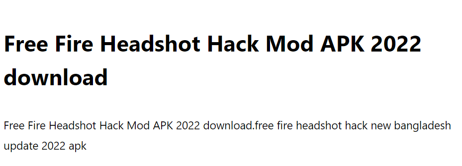 Free Fire Headshot Hack Mod APK 2022 download