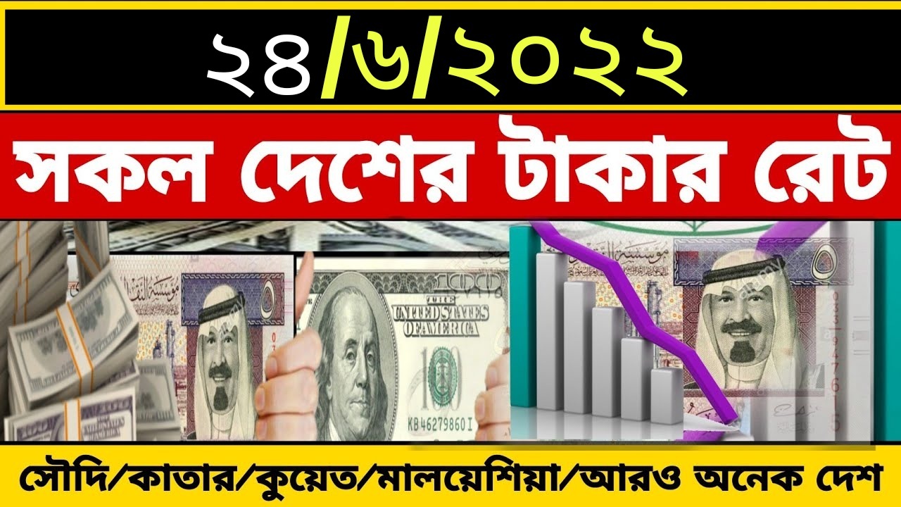 আজকের টাকার রেট (২৪/৬/২০২২) ajker all country taka rate in bangladesh