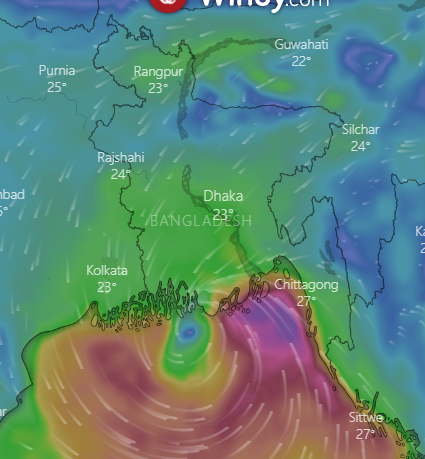 Windy Sitrang live: Cyclone Sitrang Live Tracker Map  bangladesh