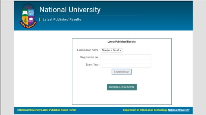 “National university” masters final result session 2018-19