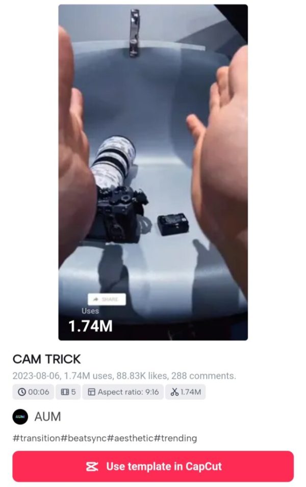 (Original Link) Camera tricks capcut template video tiktok link download