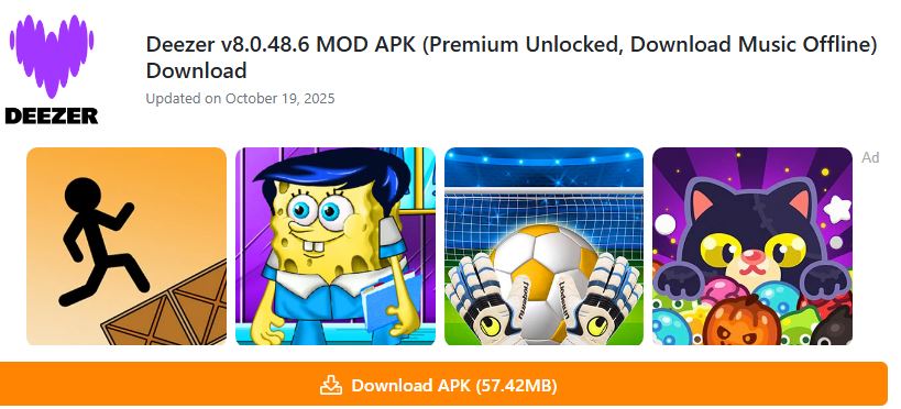 Deezer v8.0.48.6 MOD APK Premium Unlocked APK (Download Music Offline) – Free Download Latest Version